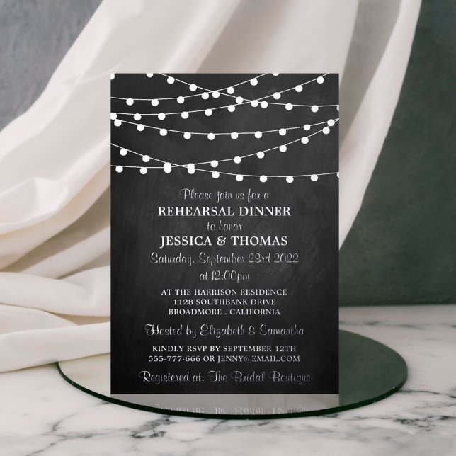 Modern String Lights Wedding Rehearsal Dinner Real (Creator Uploaded)