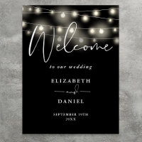 Modern String Lights Wedding Welcome Sign