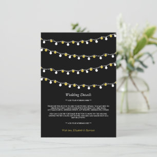 Modern String Lights, White & Gold Wedding Detail Enclosure Card