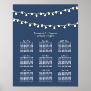 Modern String Lights, Yellow & White Seating Chart