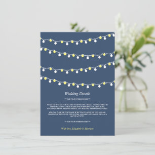 Modern String Lights, Yellow/White Wedding Detail Enclosure Card