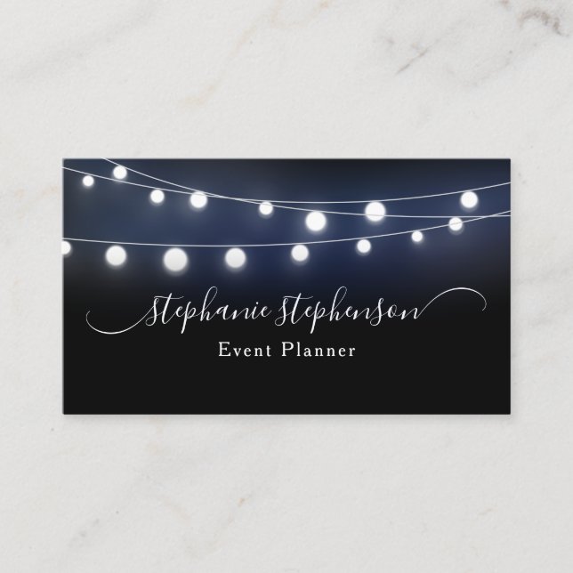 Modern String of Lights Event Planner Consultant Business Card (Front)