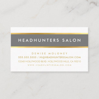 MODERN STRIP band simple stylish medium grey gold Business Card