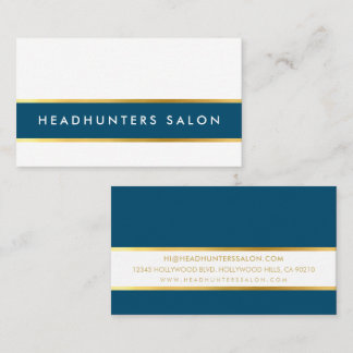 MODERN STRIP skinny band simple slick navy gold Business Card