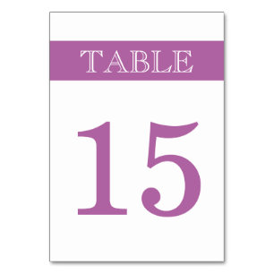 Modern stripe and purple, grey minimal wedding table number