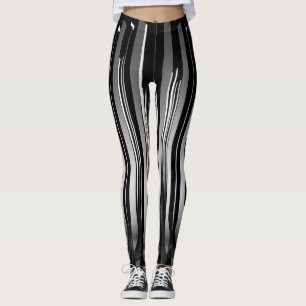 Modern Stripe / Black White Leggings
