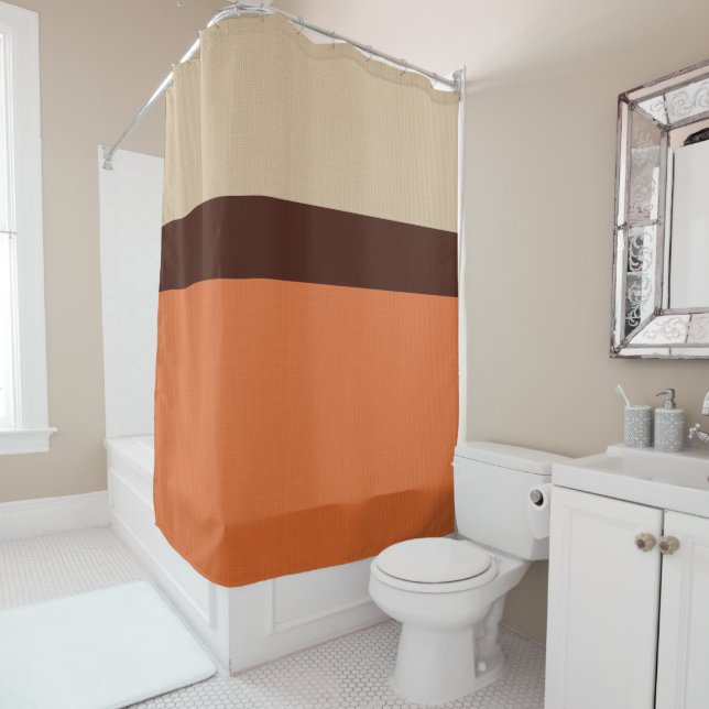 Modern Stripe Burlap Pattern Orange Brown Ivory (In Situ)