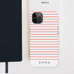 Modern Stripe | Coral Pink Grey Scandinavian Name iPhone 13 Case<br><div class="desc">A simple, stylish case with a modern chunky horizontal stripe design in coral pink, with a light grey background in a minimalist ‘Scandi’ Scandinavian style. Your name, initials or favourite word in modern block typography in trendy off black which you can easily personalise for yourself or as a special gift...</div>