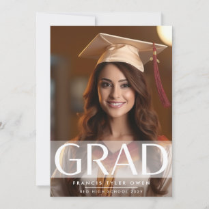 Modern Stripe GRAD High School   Photo Class of Announcement