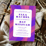 Modern Stripe Groovy Purple Custom Bar Bat Mitzvah Invitation<br><div class="desc">Perfect card to announce a bat mitzvah, bar mitzvah or other Jewish celebration! Hand made art for you. FULLY CUSTOMIZABLE! Click on “Personalize” above to edit the text. Click "edit using design tool" to adjust the fonts, colours and placements and to delete the back side design if you prefer (I...</div>