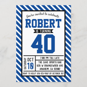 Modern Stripe Male 40th Birthday Invitation