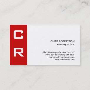 Modern Stripe Monogram White Custom Business Card