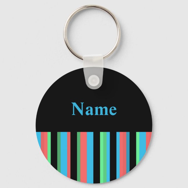 Modern Stripe Name Keychain Template (Front)