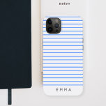 Modern Stripe | Nautical Blue Striking Scandi iPhone 13 Case<br><div class="desc">A simple, striking case with a modern chunky horizontal stripe design in nautical blue, with a light grey background in a minimalist ‘Scandi’ Scandinavian style. Your name, initials or favourite word in modern block typography in trendy off black which you can easily personalise for yourself or as a special gift...</div>