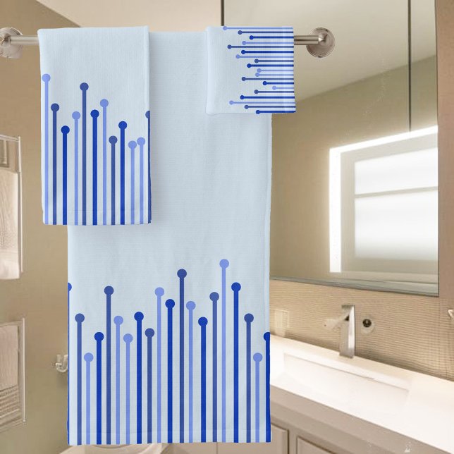 Modern stripe pattern on pale blue  bath towel set (Creator Uploaded)