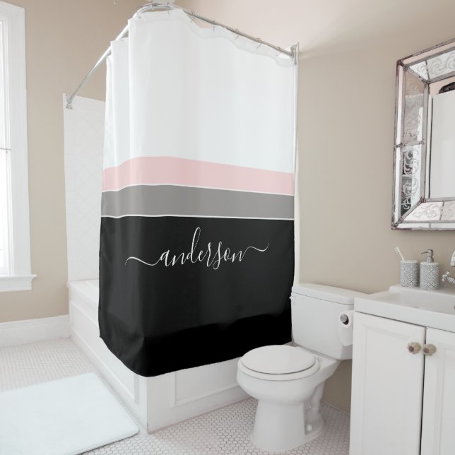 Modern Stripe Personalize Black Pink (In Situ)