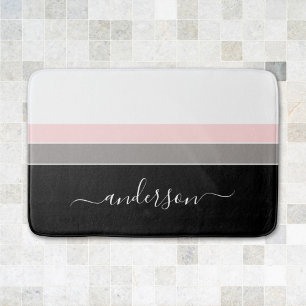 Modern Stripe Personalize Colour Block Bath Mat