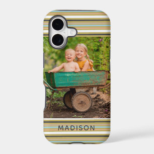Modern Stripe Personalized Name Add Your Own Photo
