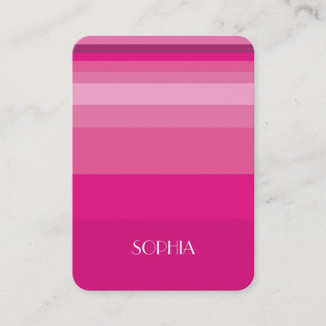 Modern Stripe Pink Gradient Business Card (Front)