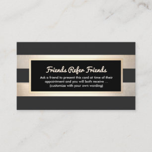 Modern Striped Black and FAUX Gold Foil Referral Card