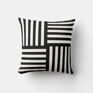Modern Striped Black Throw Pillow Minimalist