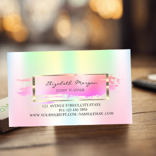Modern Striped,Brush Stroke,Gold Frame Iridescent Magnetic Business Card