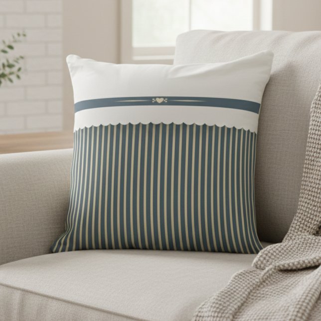 Modern Striped Farmhouse Décor Accent Throw Pillow (The neutral color palette makes it incredibly versatile and easy to pair with other colors)