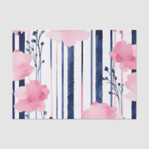 Modern Striped Floral Pattern Tissue Paper