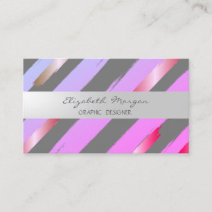 Modern,Striped,Foil Brush Stroke Business Card