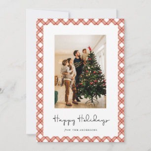 Modern Striped Frame Christmas Family Photo cards