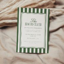 Modern Striped Green "Bach Club" Bachelorette