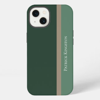 Modern Striped Green & Khaki Brown Colour Block iPhone 13 Case