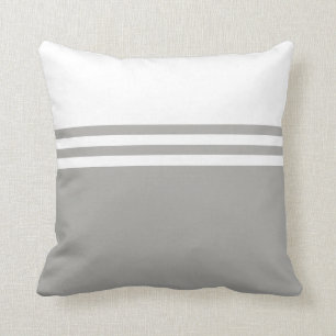 Modern striped Grey and White Throw Pillow