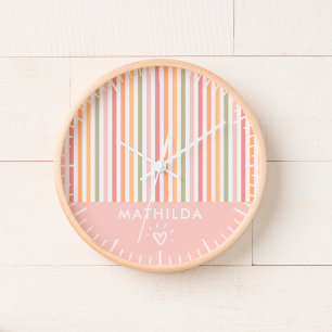 Modern striped kids room clock