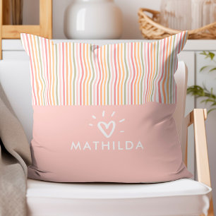 Modern striped kids room throw pillow