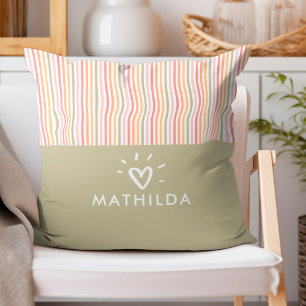 Modern striped kids room throw pillow