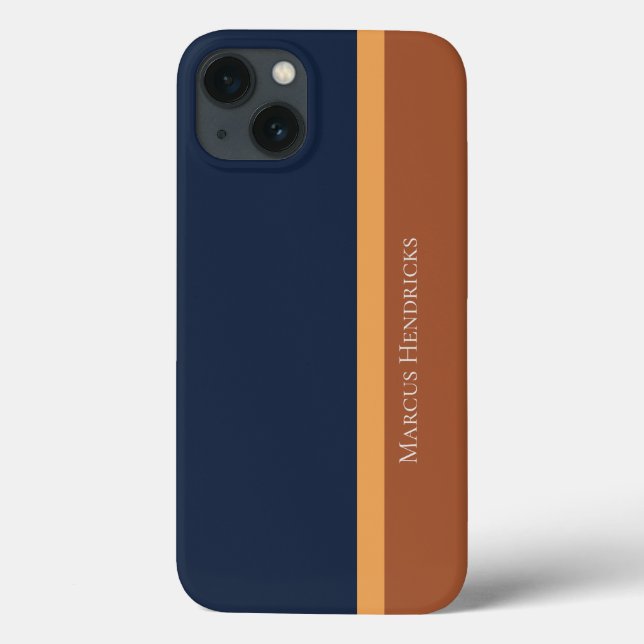 Modern Striped Navy, Gold, & Bronze Colour Block Case-Mate iPhone Case (Back)