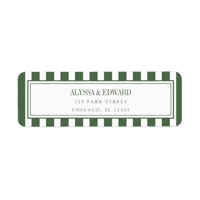 Modern Striped Olive Green Custom Names Wedding (Front)