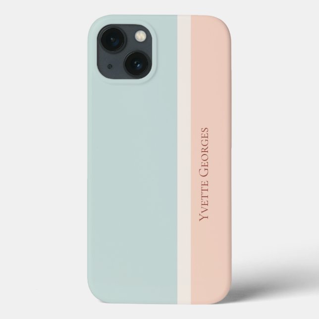 Modern Striped Pastels, Blue & Peach Colour Block Case-Mate iPhone Case (Back)