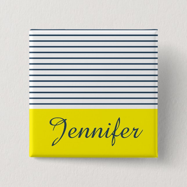 Modern striped pattern 2 inch square button (Front)