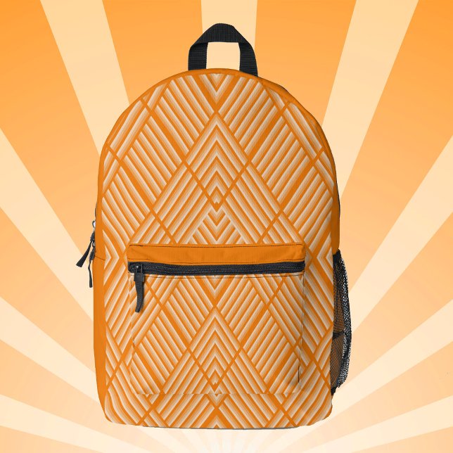 Modern striped pattern in shades of orange printed backpack (Creator Uploaded)