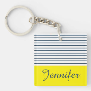 Modern striped pattern keychain