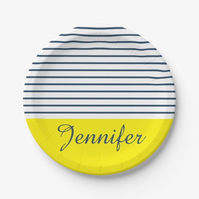 Modern striped pattern paper plate (Front)