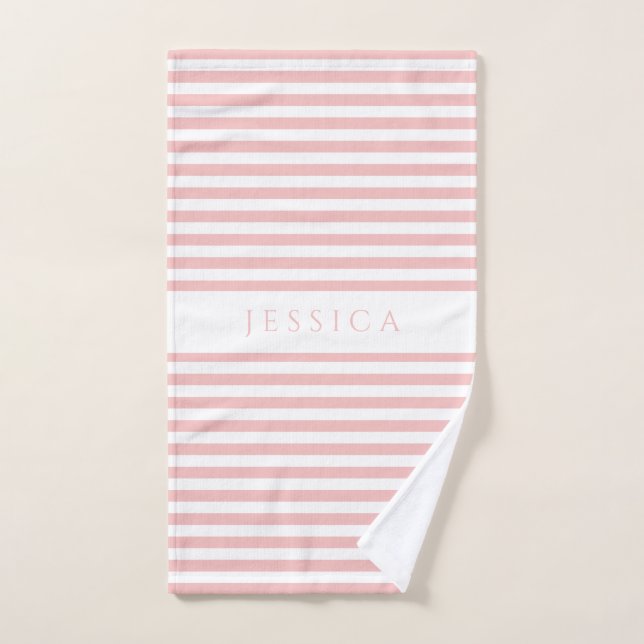 Modern Striped Pattern Pink Bath Towel Set (Hand Towel)