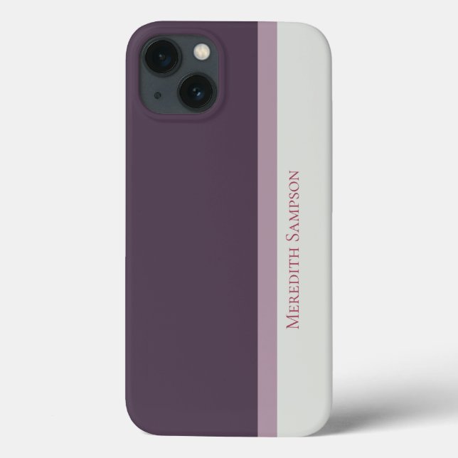 Modern Striped Purple & Grey Colour Block Case-Mate iPhone Case (Back)