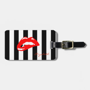 Modern Striped -Red Lips,Personalized Luggage Tag