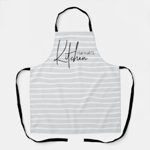 Modern Striped Script Personalized Apron
