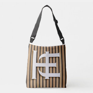 Modern Striped Shoulder Bag with Bold Monogram Des