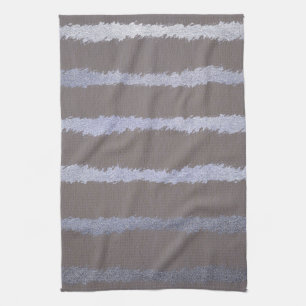 Modern striped silver and gray taupe metallic look kitchen towel