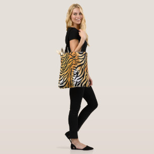 Modern Striped tiger skins Print big cats feline a Tote Bag